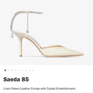 Jimmy Choo Saeda 85 Heels in Linen/Crystal